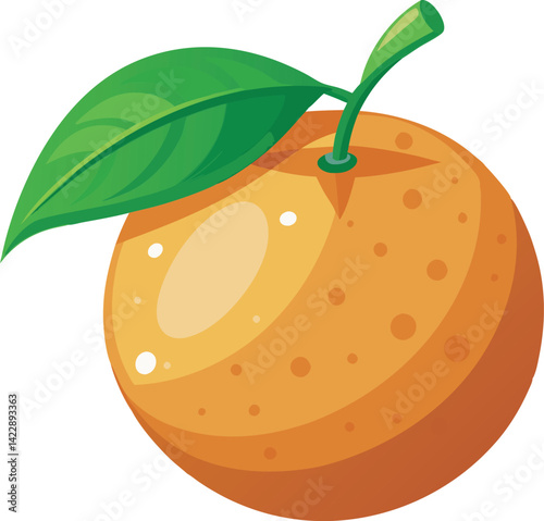 A vibrant vector art illustration of a delicious clementine fruit, showcasing juicy segments and fresh leaves in a bright, appealing style