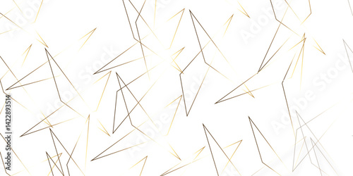 Abstract background with liens and triangles shape on white background. White and golden geometric overlapping rectangle pattern Geometric background soft shadows as patten ..White polygon textured .