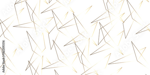 Abstract background with liens and triangles shape on white background. White and golden geometric overlapping rectangle pattern Geometric background soft shadows as patten ..White polygon textured .