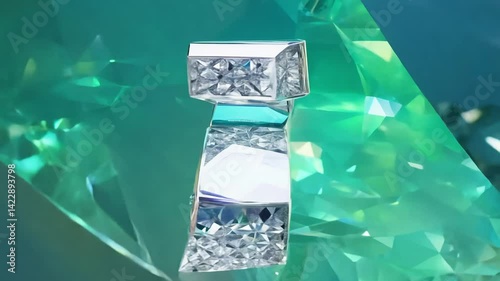 Wallpaper Mural Elegant crystalline structures form the number 15 against a gemstone backdrop with gradient lighting from emerald to sapphire, creating sparkling effects Torontodigital.ca