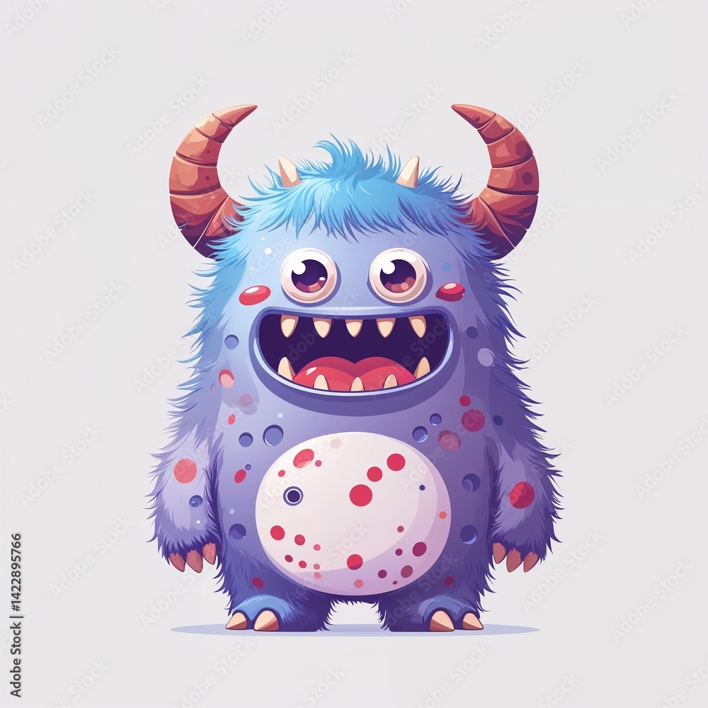 Naklejka premium cute monster on plain white background illustration icon logo concept 