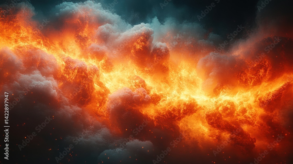 dramatic fiery explosion forming a border on a white canvas - photo for design dramatic fiery explosion forming a border on a white canvas - photo for design