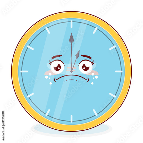 wall clock crying face cartoon cute