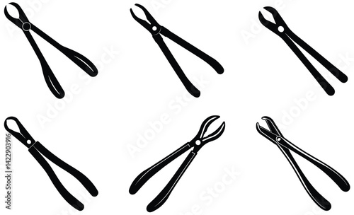 Tongs working tool silhouette black vector art design on white background