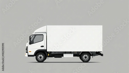 A clean white delivery van, truck, mock up, on white blank empty  background,