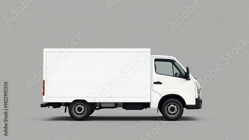A clean white delivery van, truck, mock up, on white blank empty  background,
