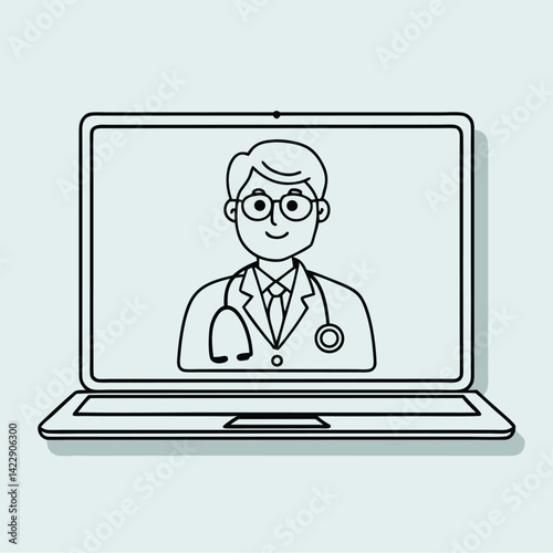  Virtual Doctor Consultation on Laptop