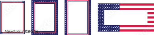 Patriotic USA themed Photo Frames with Stars and Stripes Design. Patriotic Border.