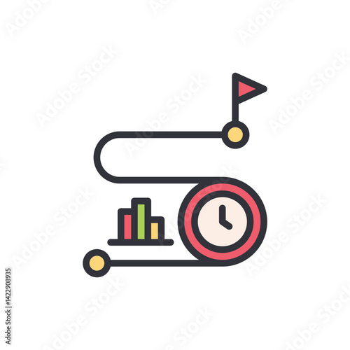 Business plan colored icons, minimalist vector illustration ,simple transparent graphic element .Isolated on white background