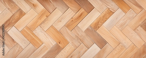 Wood panel texture with a herringbone pattern. The alternating light and dark shades of oak wood.