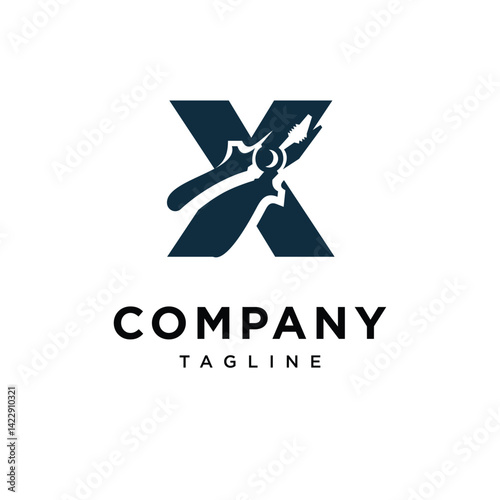 Letter X Pliers Logo Icon Vector