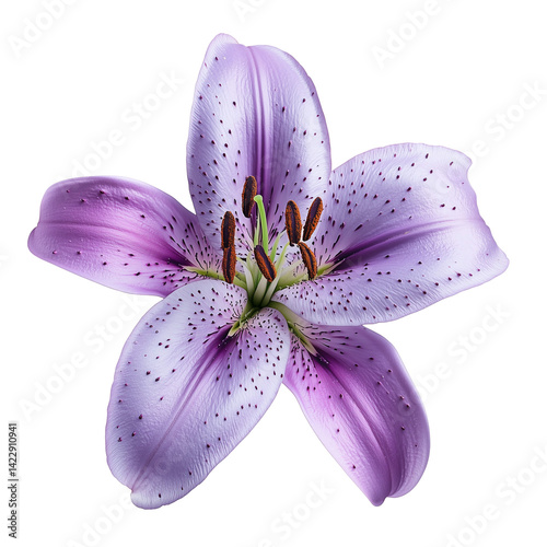Beautiful purple lily blossom floral design element isolated on transparent  background png