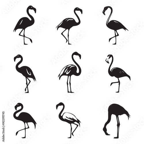 set of flamingo silhouettes