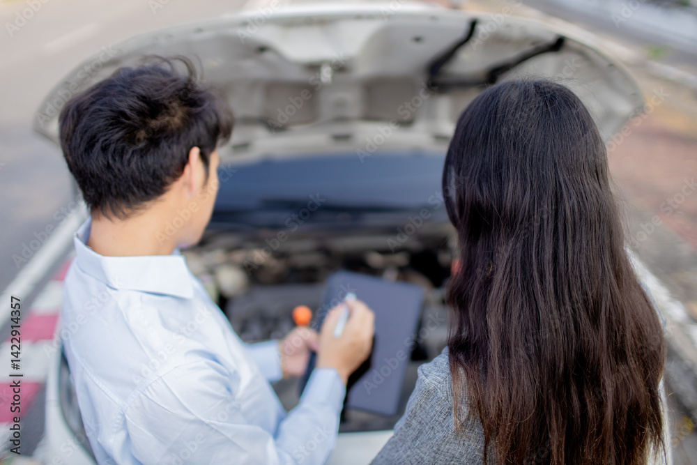 Fototapeta premium Call your car insurance company to take care of this.