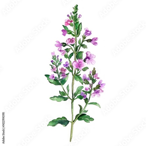 An isolated fresh agrimony illustration watercolor flowers.