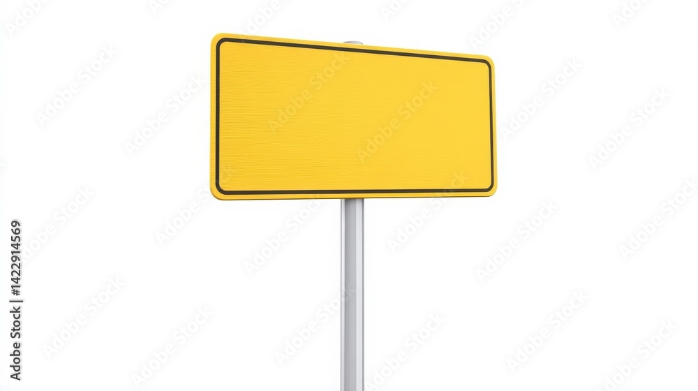 Blank Yellow Sign on White Background for Indication Blank Yellow Sign on White Background for Indication