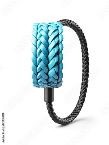 Colorful Braided leather whip icon isolated on white background. Square button. 3D render illustration