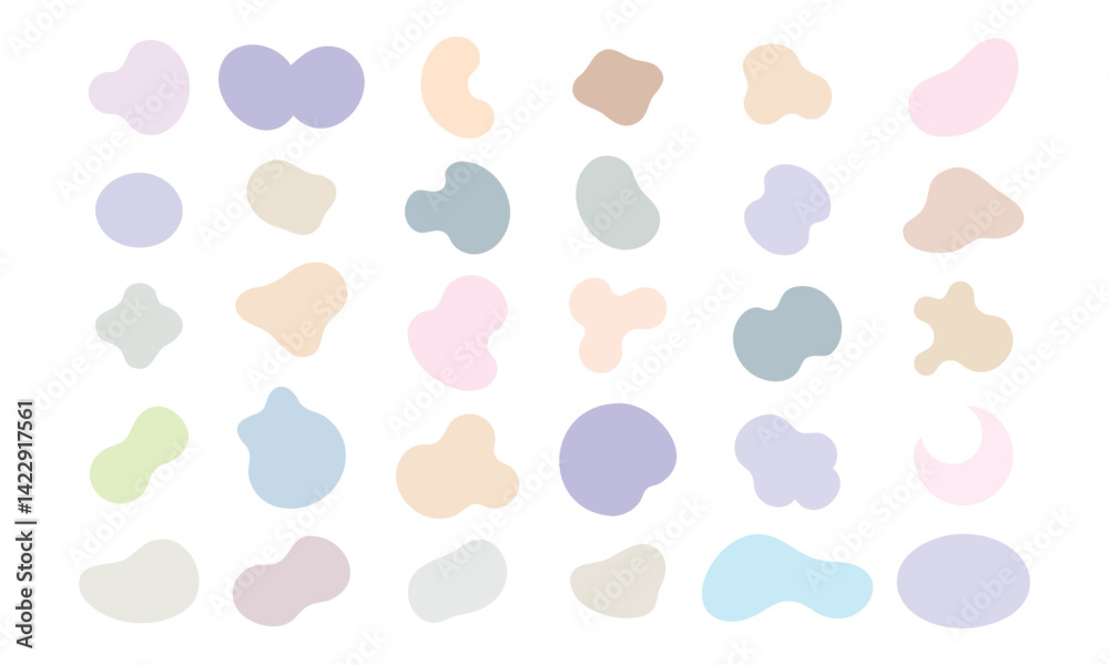 Soft Pastel Abstract Organic Shapes Vector Set of 30 Soft Pastel Abstract Organic Shapes Vector Set of 30