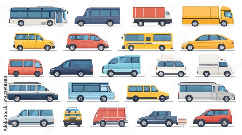 Naklejka premium Various Vehicles on Toll Road in Pastel Color Background