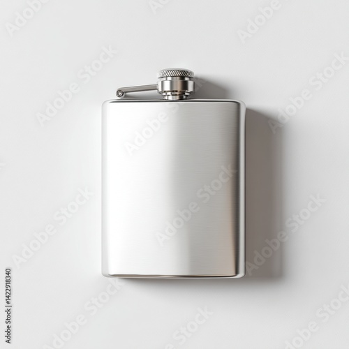 Silver Hip Flask on White Background