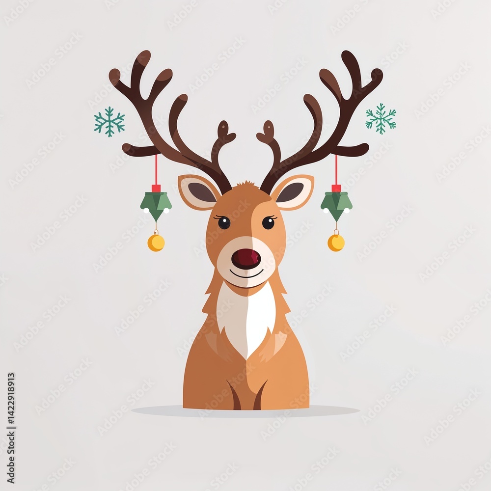 reindeer on plain white background illustration icon logo concept reindeer on plain white background illustration icon logo concept
