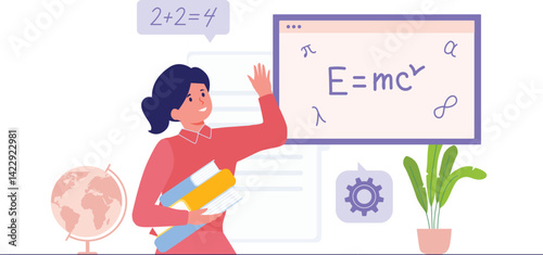 Student Solving Physics Equation on Board