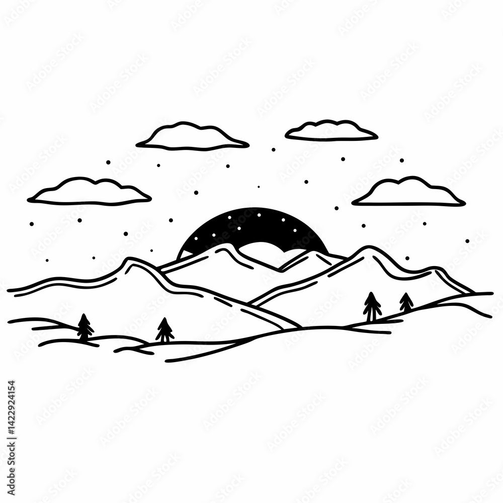 Obraz premium vector illustration of mountain landscape