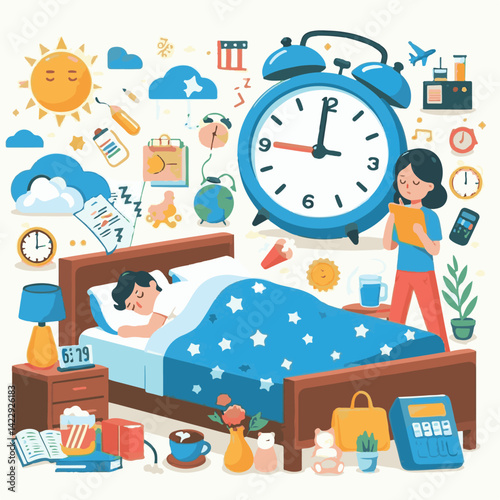 day, health, sleep, night, world, insomnia, illustration, international, poster, lifestyle, awareness, vector, dream, concept, bedtime, rest, march, global, care, relaxation, pillow, time, disorder, s