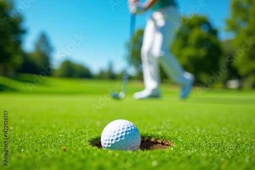 Golf Player Making a Successful Stroke – Links Golf Action Shot and Precision Moment