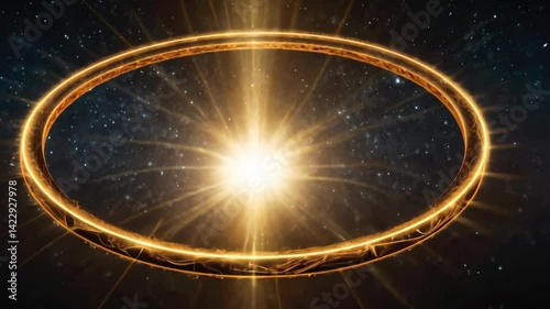 金色に輝く光の輪の映像