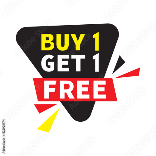 Buy 1 get 1 free vector template design icon. Buy one get one sticker, tag, banner, poster.