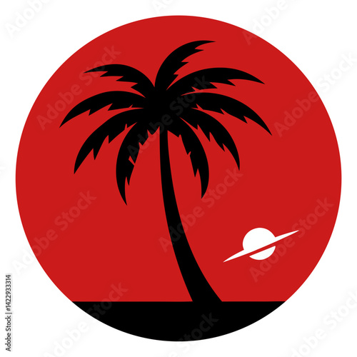 grunge style skateboard deck and palm silhouette t shirt design