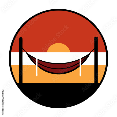 sunset hammock between football goalposts in a circle t shirt design