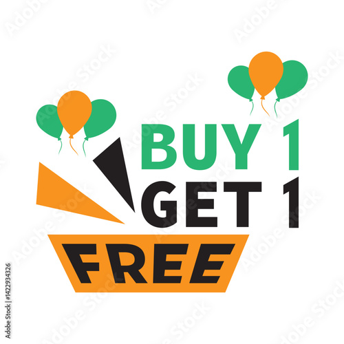 Buy 1 get 1 free vector template design icon. Buy one get one sticker, tag, banner, poster.