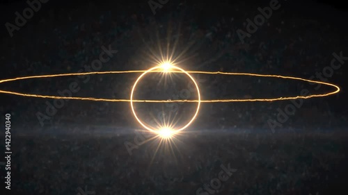 金色に輝く光の輪の映像
