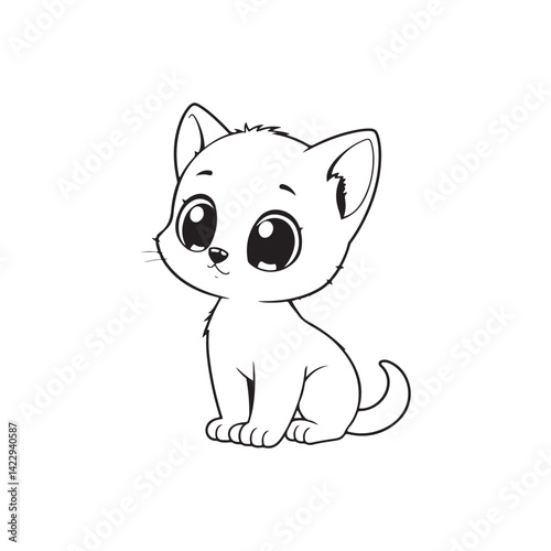 Cute Cartoon Kitten Coloring 