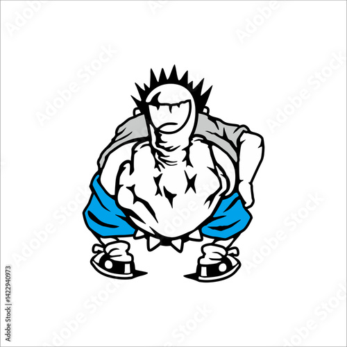 Illustration of a man facing backwards and sticking up his middle finger