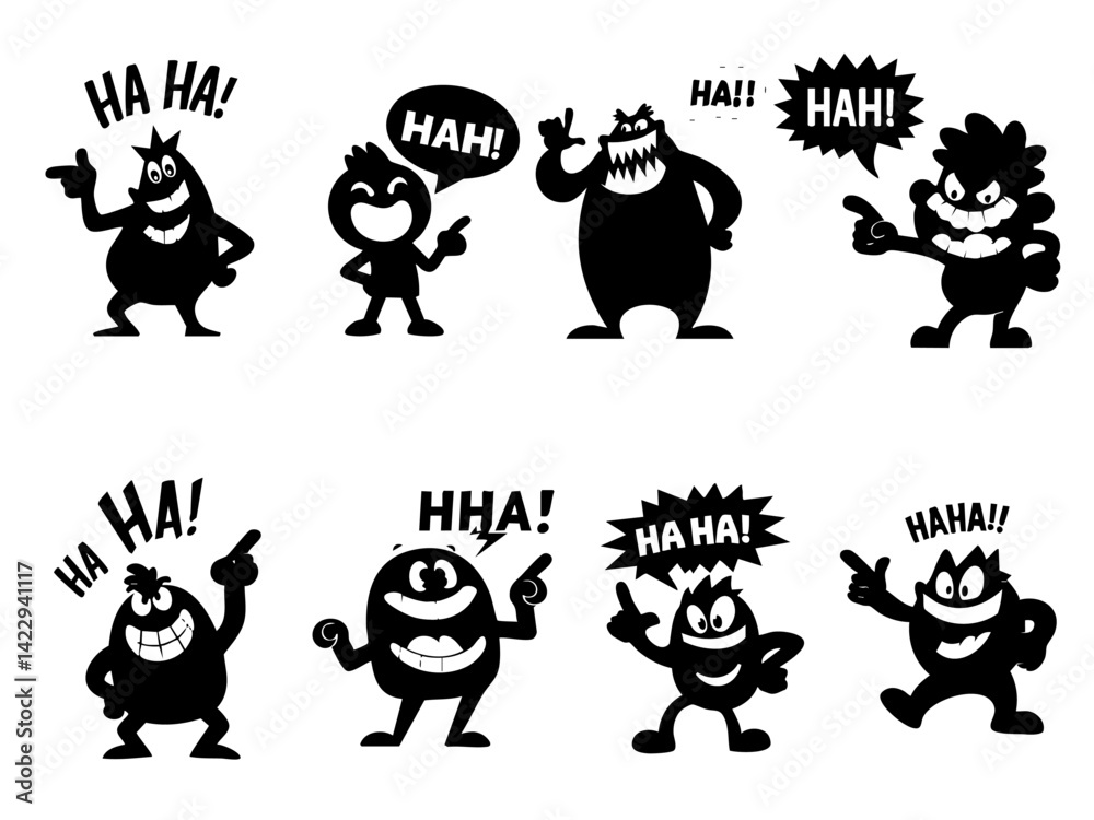 Obraz premium Bully characters set, making fun of others. vector 