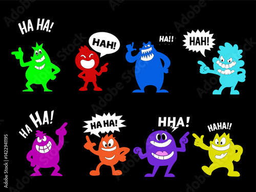 Bully characters set, making fun of others in colors. vector	