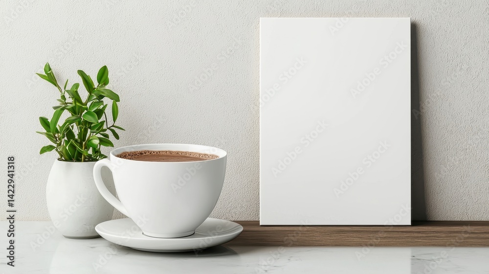 Obraz premium Cozy Coffee Scene with Plant