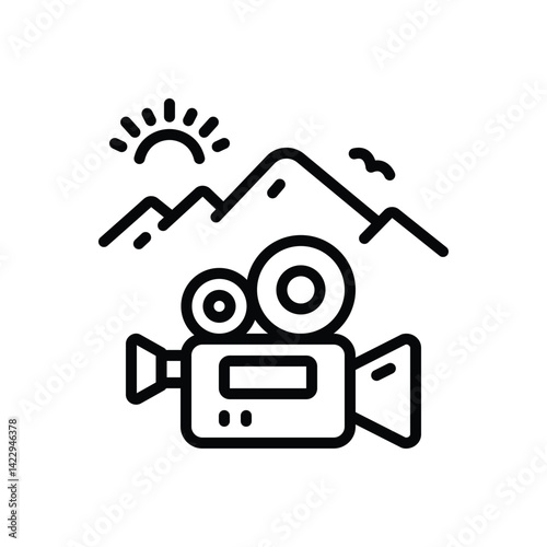 Black line icon for documentary