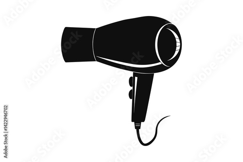 Hair dryer silhouette vector illustration isolated on white background