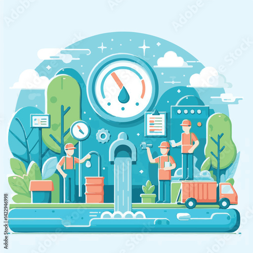 monitoring, world, water, day, clean, background, save, banner, awareness, global, nature, earth, health, september, design, care, protection, environment, globe, blue, natural, drop, illustration, li