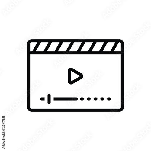 Black line icon for video clip