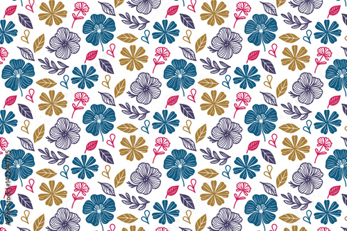 seamless line floral pattern inspired by wildflowers and foliage for use in stylish tabletop fashion fabric and home textiles

