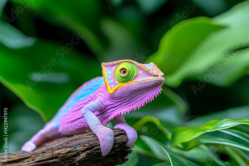 Colorful Chameleon in Jungle photo