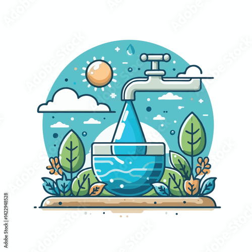 monitoring, world, water, day, clean, background, save, banner, awareness, global, nature, earth, health, september, design, care, protection, environment, globe, blue, natural, drop, illustration, li
