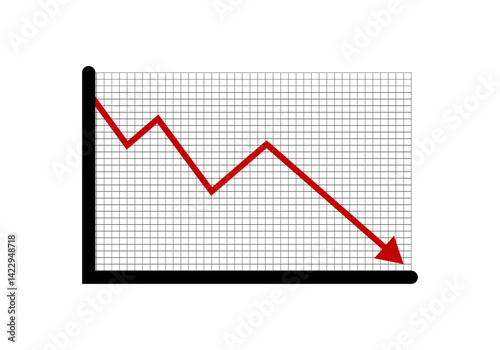 Gráfico de flecha roja en caída con crisis