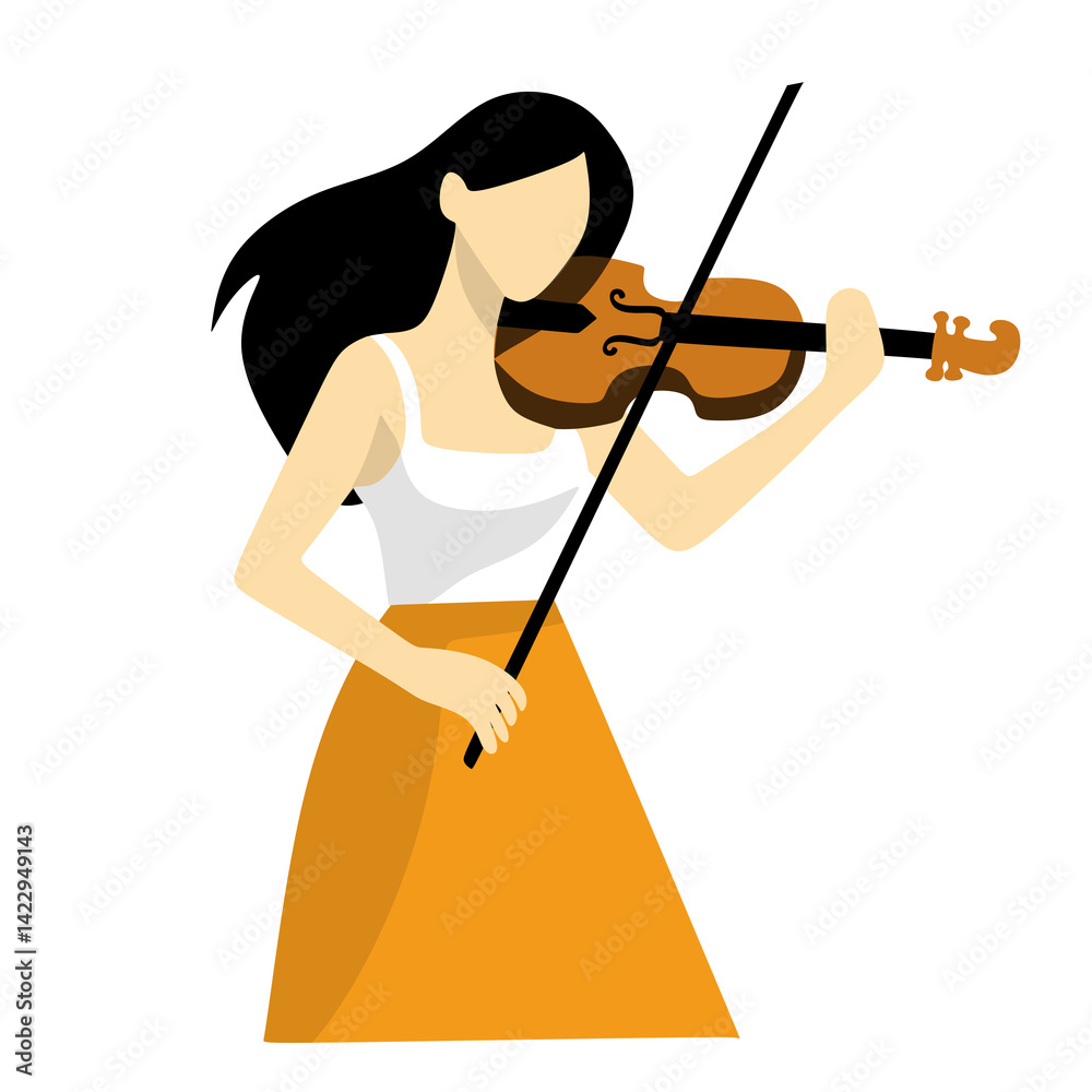 long haired woman playing the violin. Violin girl vector long haired woman playing the violin. Violin girl vector