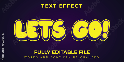 Lets Go Text Effect With Yellow And Purple Design
